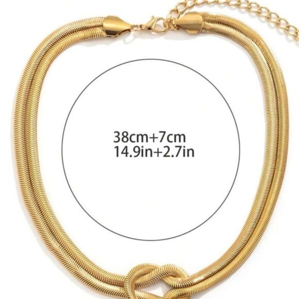 Gold Plated Stainless Steel Knot Necklace - Picture 3 of 3